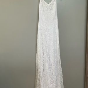 NWT beautiful long summer dress cotton lace overlay.